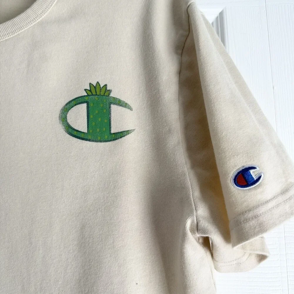 Champion Graphic T-Shirt Men's Medium Beige Cactus Sun Cotton Desert Southwest - Picture 3 of 8